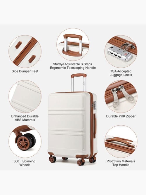 Set de 6 bagages - rigide, abs, légère, 4 roulettes, serrure tsa - kono - Kiabi Set de 6 bagages - rigide, abs, légère, 4 roulettes, serrure tsa - kono - Kiabi