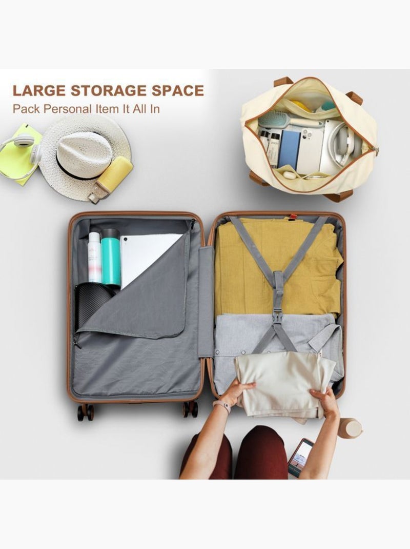 Set de 6 bagages - rigide, abs, légère, 4 roulettes, serrure tsa - kono Crème - Kiabi