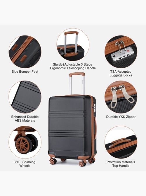 Set de 6 bagages - rigide, abs, légère, 4 roulettes, serrure tsa - kono - Kiabi Set de 6 bagages - rigide, abs, légère, 4 roulettes, serrure tsa - kono - Kiabi