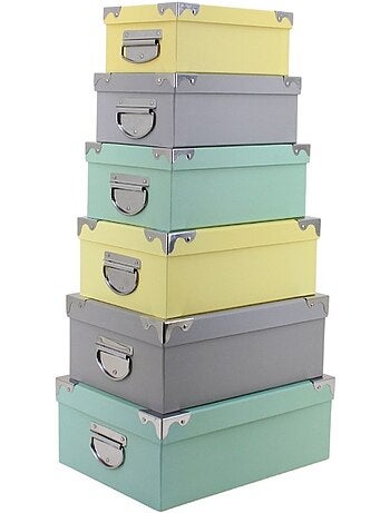 Set de 6 boites de rangement tricolores