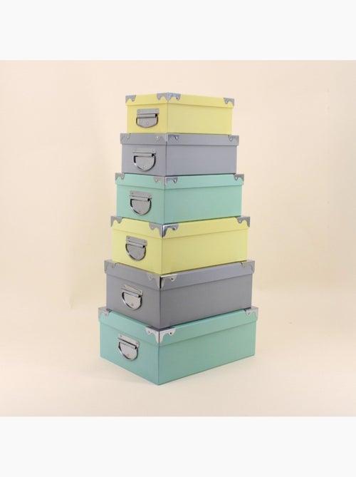 Set de 6 boites de rangement tricolores - Kiabi