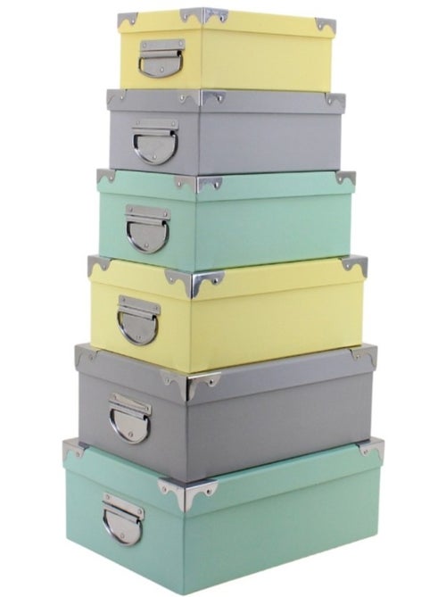 Set de 6 boites de rangement tricolores - Kiabi