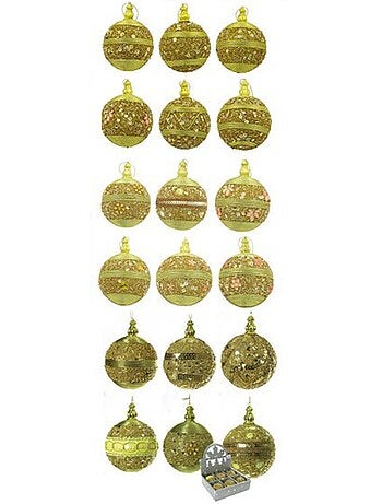 Set de 6 boules de noël décorées – sequins, strass et perles