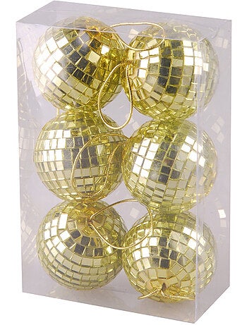 Set de 6 boules miroir rouge 6 cm