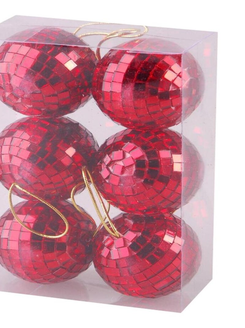 Set de 6 boules miroir  6 cm Rouge - Kiabi