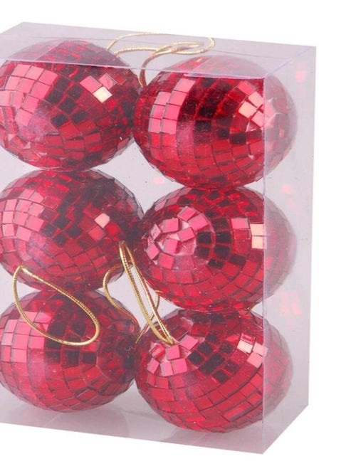 Set de 6 boules miroir rouge 6 cm - Kiabi
