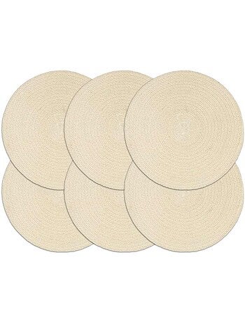 Set de 6 dessous de table en coton tressé ronds - vidaxl