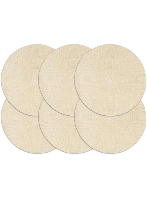 Set de 6 dessous de table en coton tressé ronds - vidaxl - Kiabi