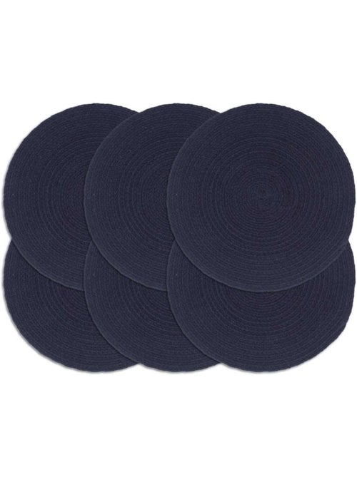 Set de 6 dessous de table en coton tressé ronds - vidaxl - Kiabi
