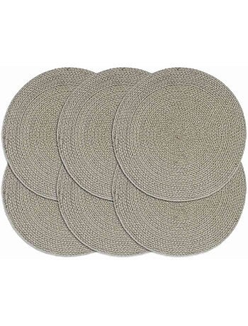 Set de 6 dessous de table en coton tressé ronds - vidaxl
