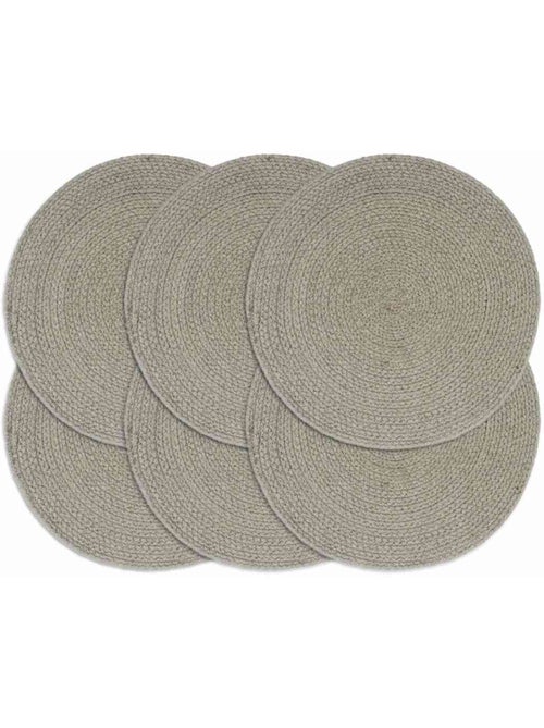 Set de 6 dessous de table en coton tressé ronds - vidaxl - Kiabi