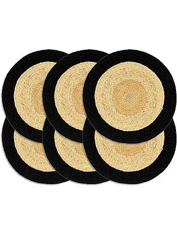 Set de 6 dessous de table en jute et coton tressés ronds - vidaxl