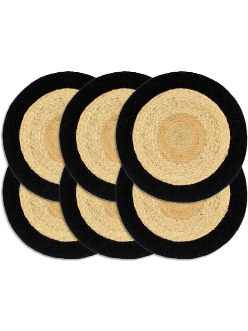 Set de 6 dessous de table en jute et coton tressés ronds - vidaxl - Kiabi