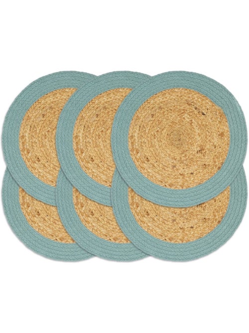 Set de 6 dessous de table en jute et coton tressés ronds - vidaxl - Kiabi