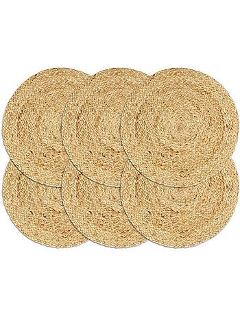 Set de 6 dessous de table en jute tressée ronds - vidaxl