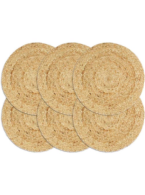 Set de 6 dessous de table en jute tressée ronds - vidaxl - Kiabi