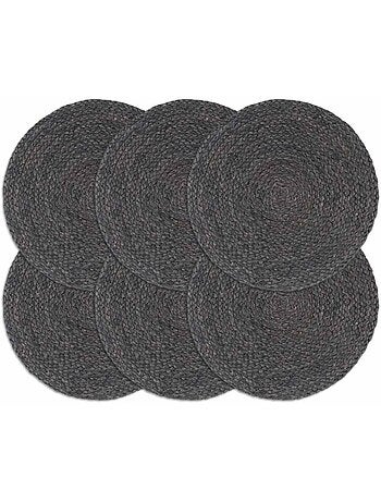 Set de 6 dessous de table en jute tressée ronds - vidaxl