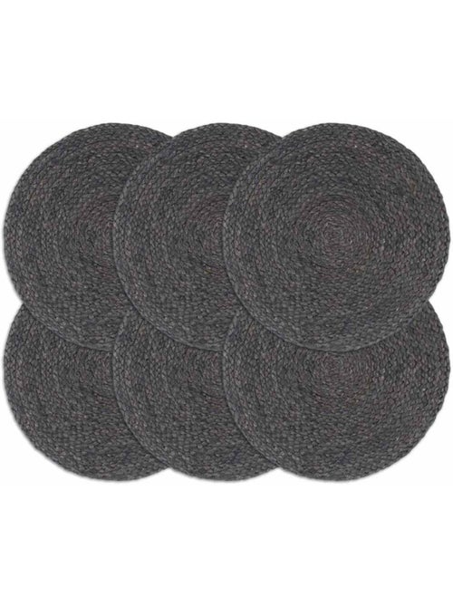 Set de 6 dessous de table en jute tressée ronds - vidaxl - Kiabi
