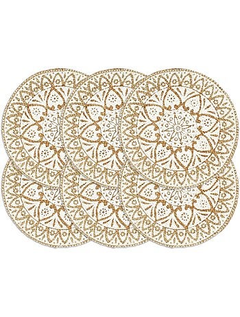 Set de 6 dessous de table ronds en jute foncé faits main - vidaxl