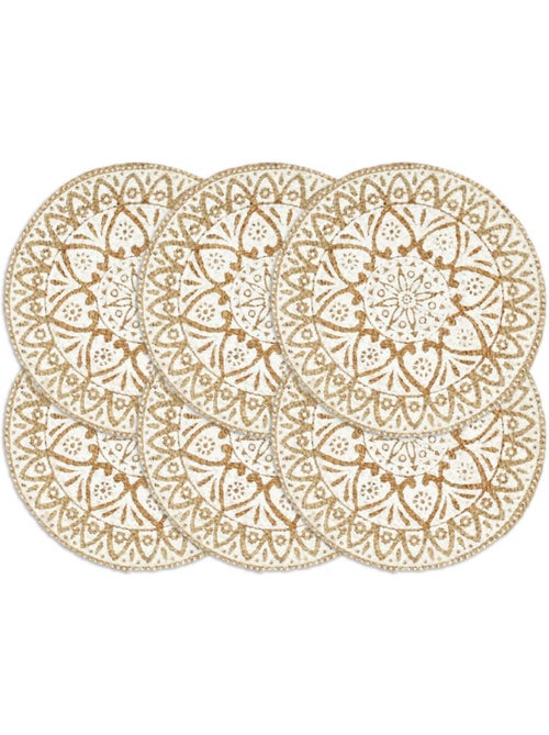 Set de 6 dessous de table ronds en jute foncé faits main - vidaxl - Kiabi