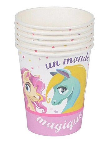 Set de 6 gobelets en papier poney magique