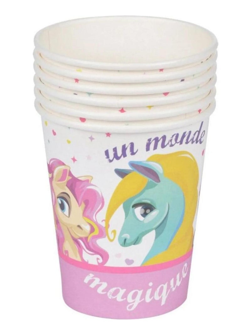 Set de 6 gobelets en papier Poney magique Rose - Kiabi
