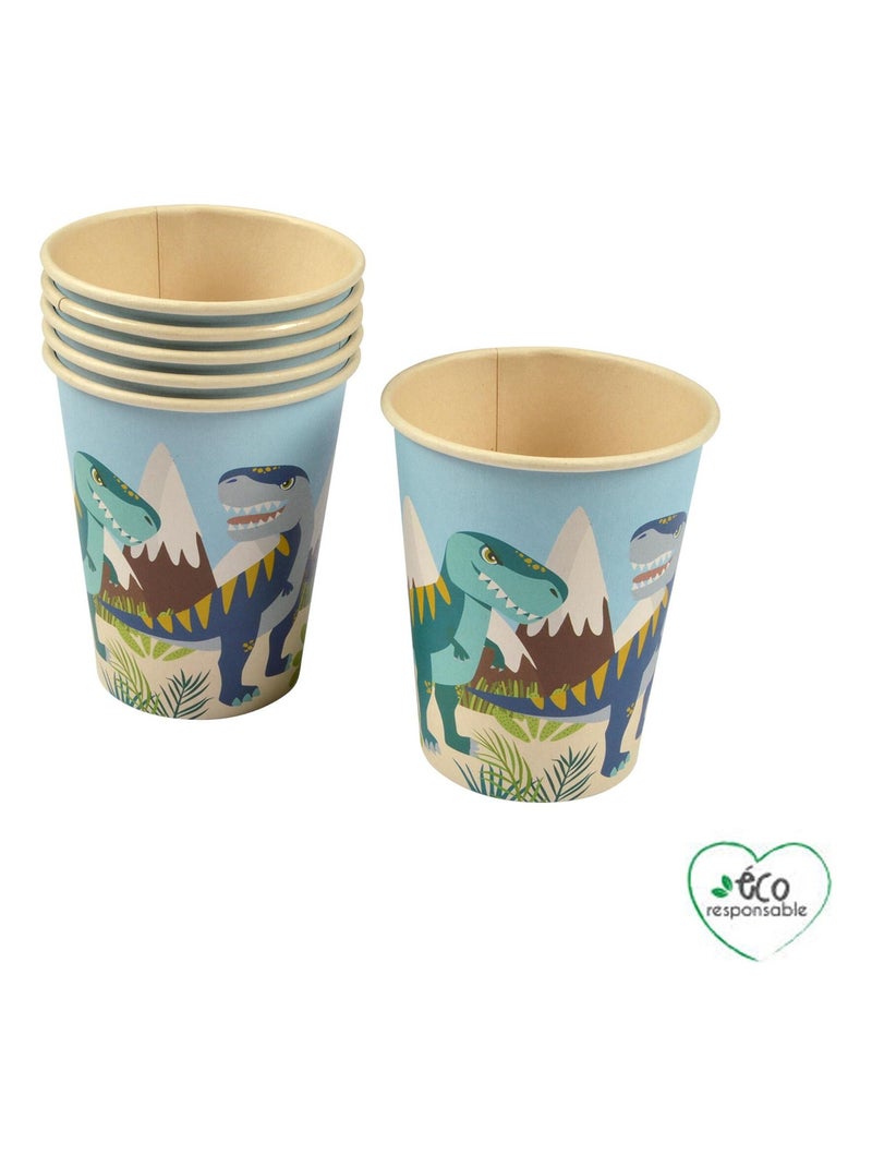 Set de 6 gobelets en pulpe de bambou 25 CL Happy dino Multicolore - Kiabi