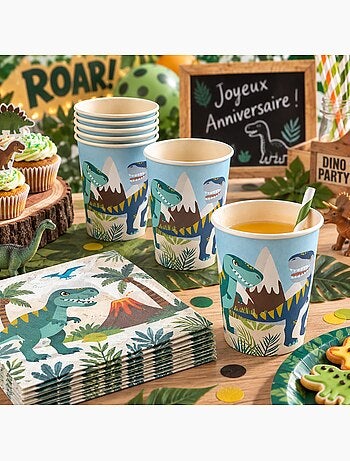Set de 6 gobelets en pulpe de bambou happy dino