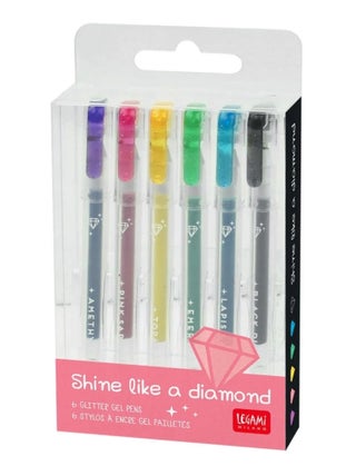 Set de 6 mini stylos à encre gel Glitter - Shine Like a Diamond