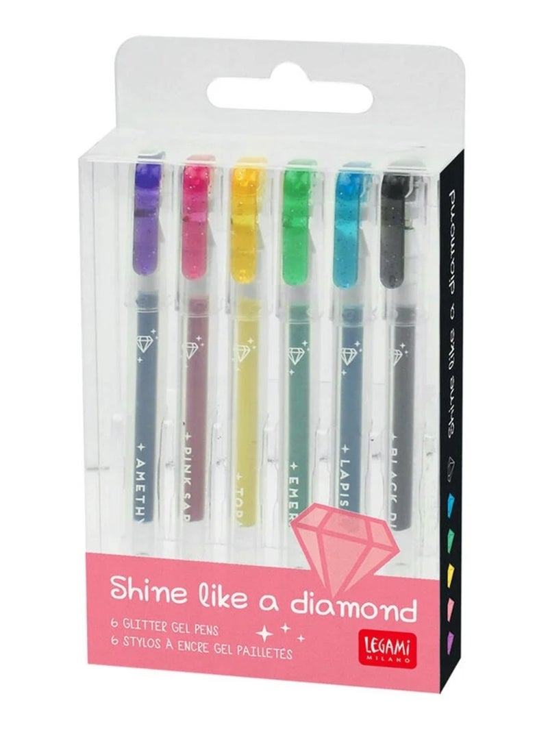 Set de 6 mini stylos à encre gel Glitter - Shine Like a Diamond N/A - Kiabi