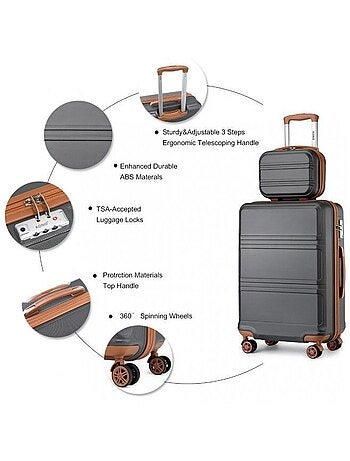 Set de 6 valises - 20/24/28 cm abs serrure tsa - kono
