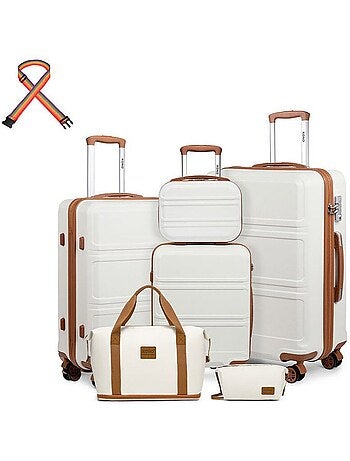 Set de 6 valises - 24/51/65/75 cm, rigide, serrure tsa - kono