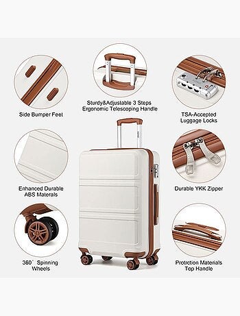 Set de 6 valises - 24/51/65/75 cm, rigide, serrure tsa - kono