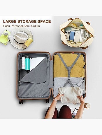 Set de 6 valises - 24/51/65/75 cm, rigide, serrure tsa - kono