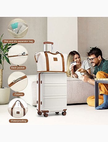 Set de 6 valises - 24/51/65/75 cm, rigide, serrure tsa - kono