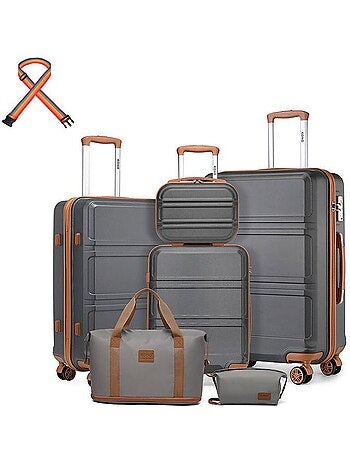 Set de 6 valises - 24/51/65/75 cm, rigide, serrure tsa - kono