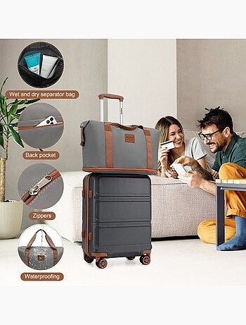 Set de 6 valises - 24/51/65/75 cm, rigide, serrure tsa - kono
