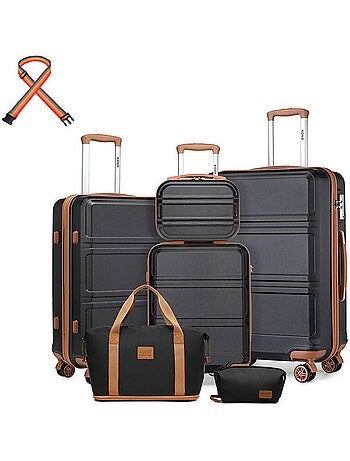 Set de 6 valises - 24/51/65/75 cm, rigide, serrure tsa - kono
