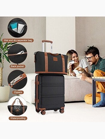 Set de 6 valises - 24/51/65/75 cm, rigide, serrure tsa - kono