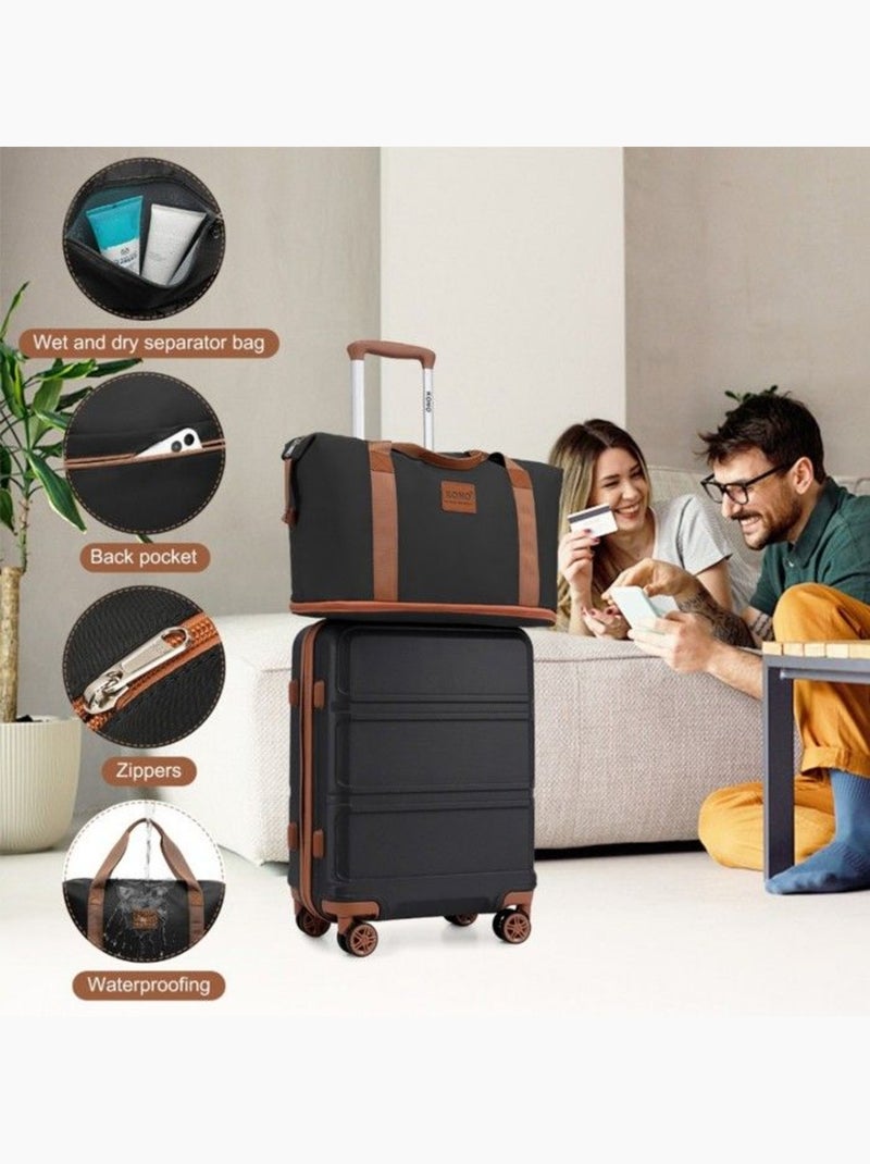 Set de 6 valises - 24/51/65/75 cm, rigide, serrure tsa - kono Noir - Kiabi
