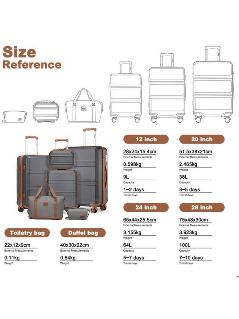 Set de 6 valises - 28/51.5/65/75 cm - kono Gris - Kiabi