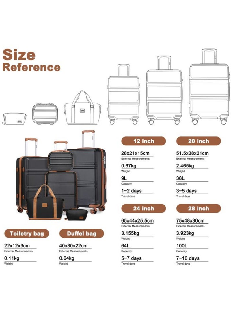 Set de 6 valises - 28/51.5/65/75 cm - kono Noir - Kiabi