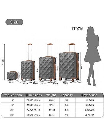 Set de 6 valises - 30/53/61/73 cm rigide - british traveller