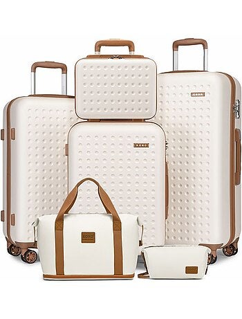 Set de 6 valises - 31/55/65/75 cm, rigide abs + pc, 4 roues 360°, serrure tsa - kono