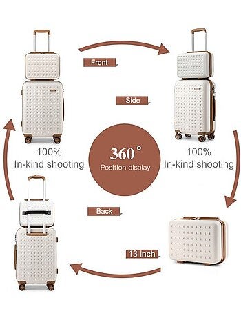 Set de 6 valises - 31/55/65/75 cm, rigide abs + pc, 4 roues 360°, serrure tsa - kono