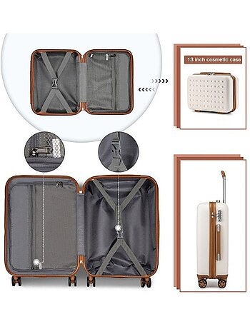 Set de 6 valises - 31/55/65/75 cm, rigide abs + pc, 4 roues 360°, serrure tsa - kono