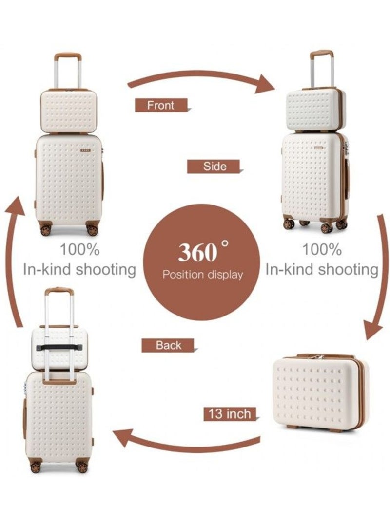 Set de 6 valises - 31/55/65/75 cm, rigide abs + pc, 4 roues 360°, serrure tsa - kono Blanc - Kiabi