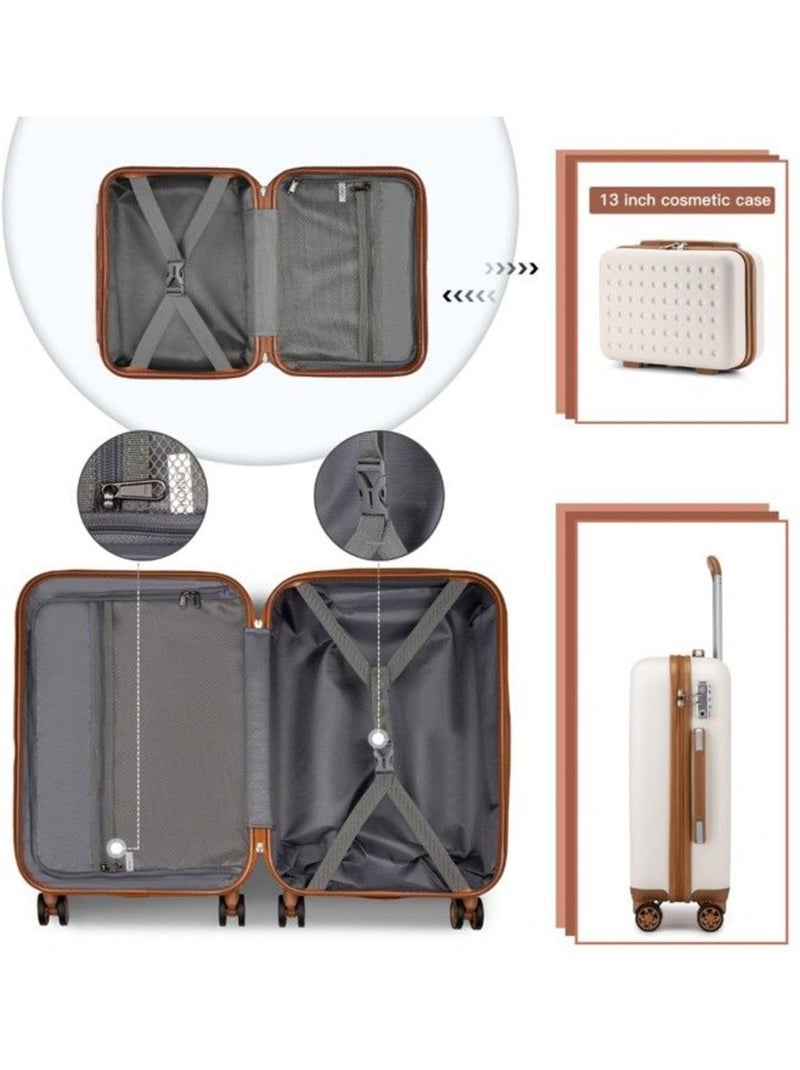 Set de 6 valises - 31/55/65/75 cm, rigide abs + pc, 4 roues 360°, serrure tsa - kono Blanc - Kiabi