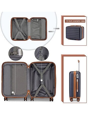 Set de 6 valises - 31/55/65/75 cm, rigide abs + pc, 4 roues 360°, serrure tsa - kono