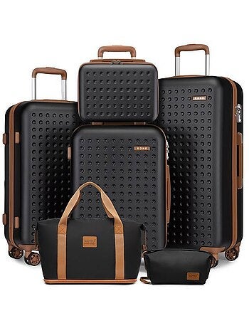 Set de 6 valises - 31/55/65/75 cm, rigide abs + pc, 4 roues 360°, serrure tsa - kono